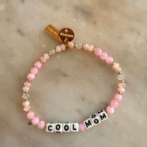Pink and Gold 'Cool Mom' Beaded Bracelet